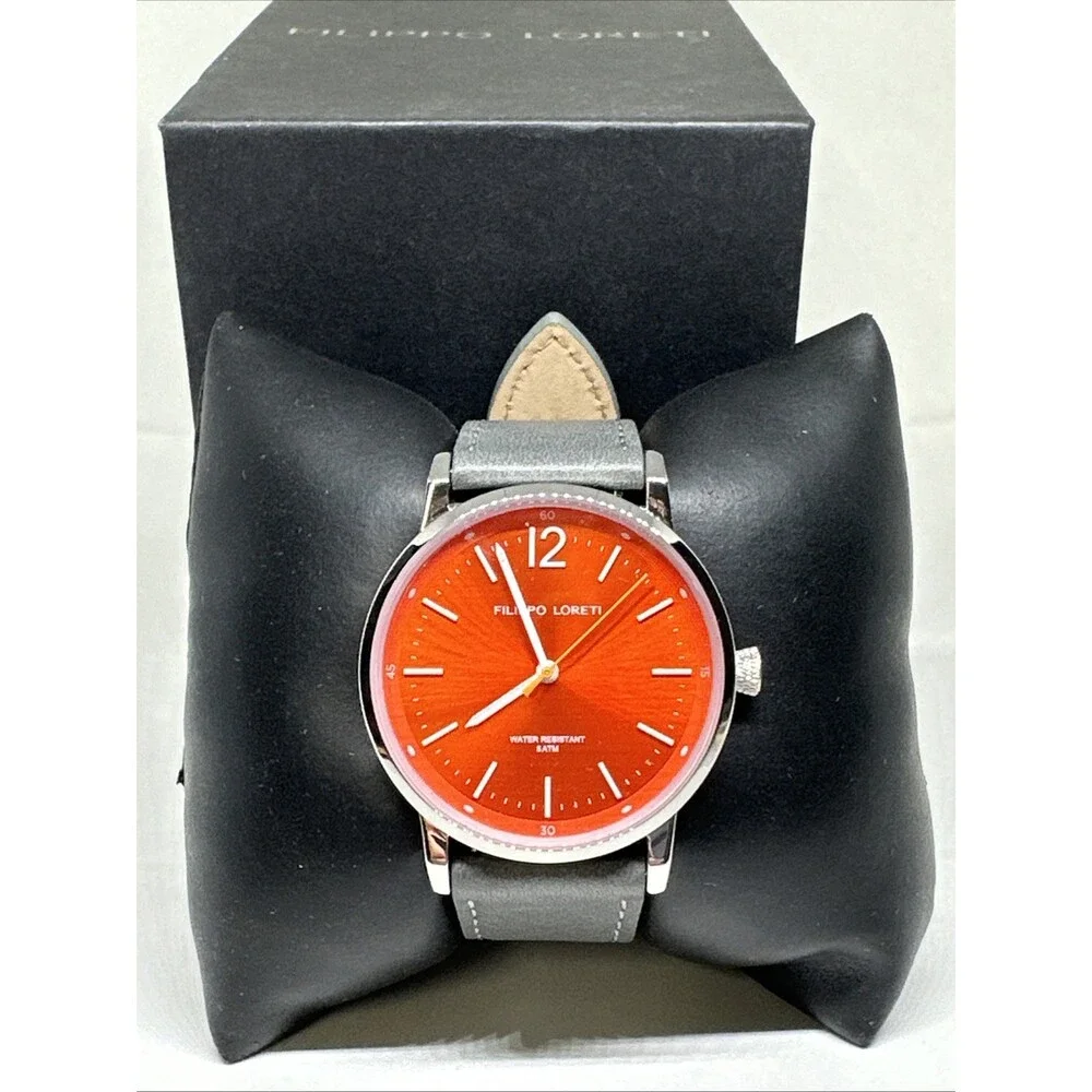 Filippo Loreti Unisex Gray Leather Straps Analog Dial Quartz Wrist Watch NSD34